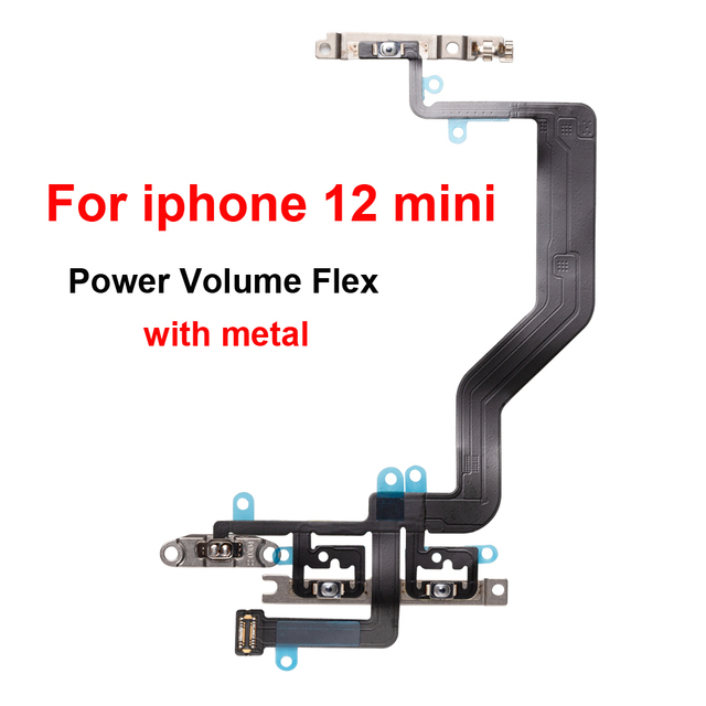 Кнопка питания & Volume Button Flex Cable For iPhone 12 Mini Power Flex with Metal Holder For iPhone 12 Mini Mute Switch Power Volume Button Flex Repair Parts